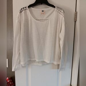 Sadie Robertson Wild Blue White shirt with lace back.  Boho, gypsy